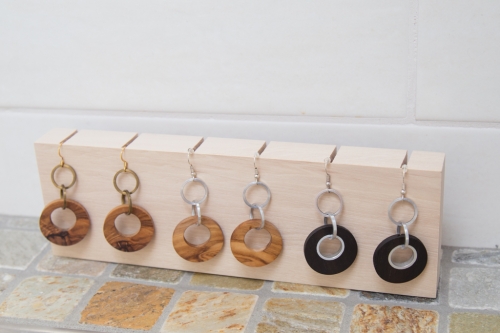 dreifach Ohrringhalter gemischte HolzOhrringe